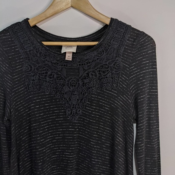 Knox Rose Flowy Lace Long Sleeve Boho Blouse Black - Picture 6 of 7